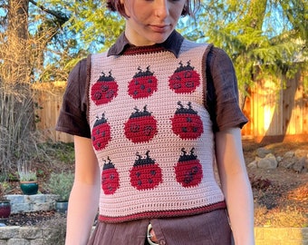 PDF ladybug vest crochet pattern