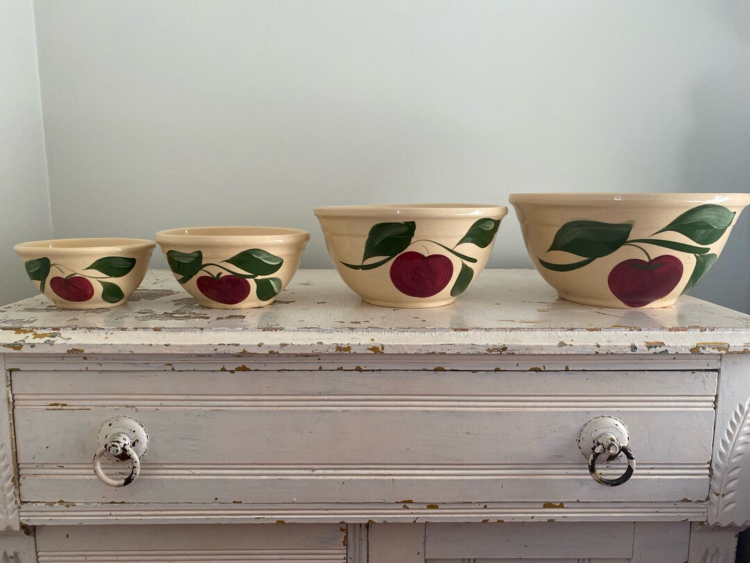 Four Made in U.S.A. Watts Apple Oven Ware Bowls From the Etsy