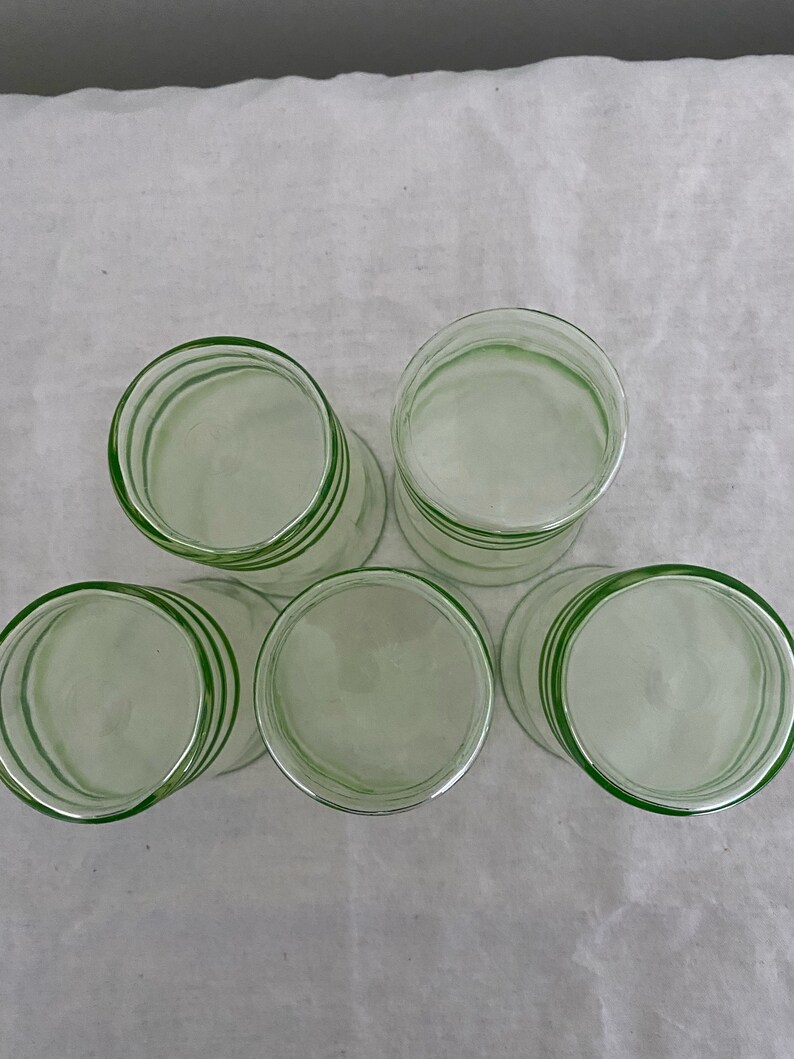 Green Glass Juice Glasses Depression Glass Etsy