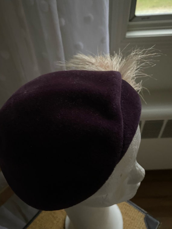Joseph's Inc. Purple Pillbox Hat with Ostrich Fea… - image 2
