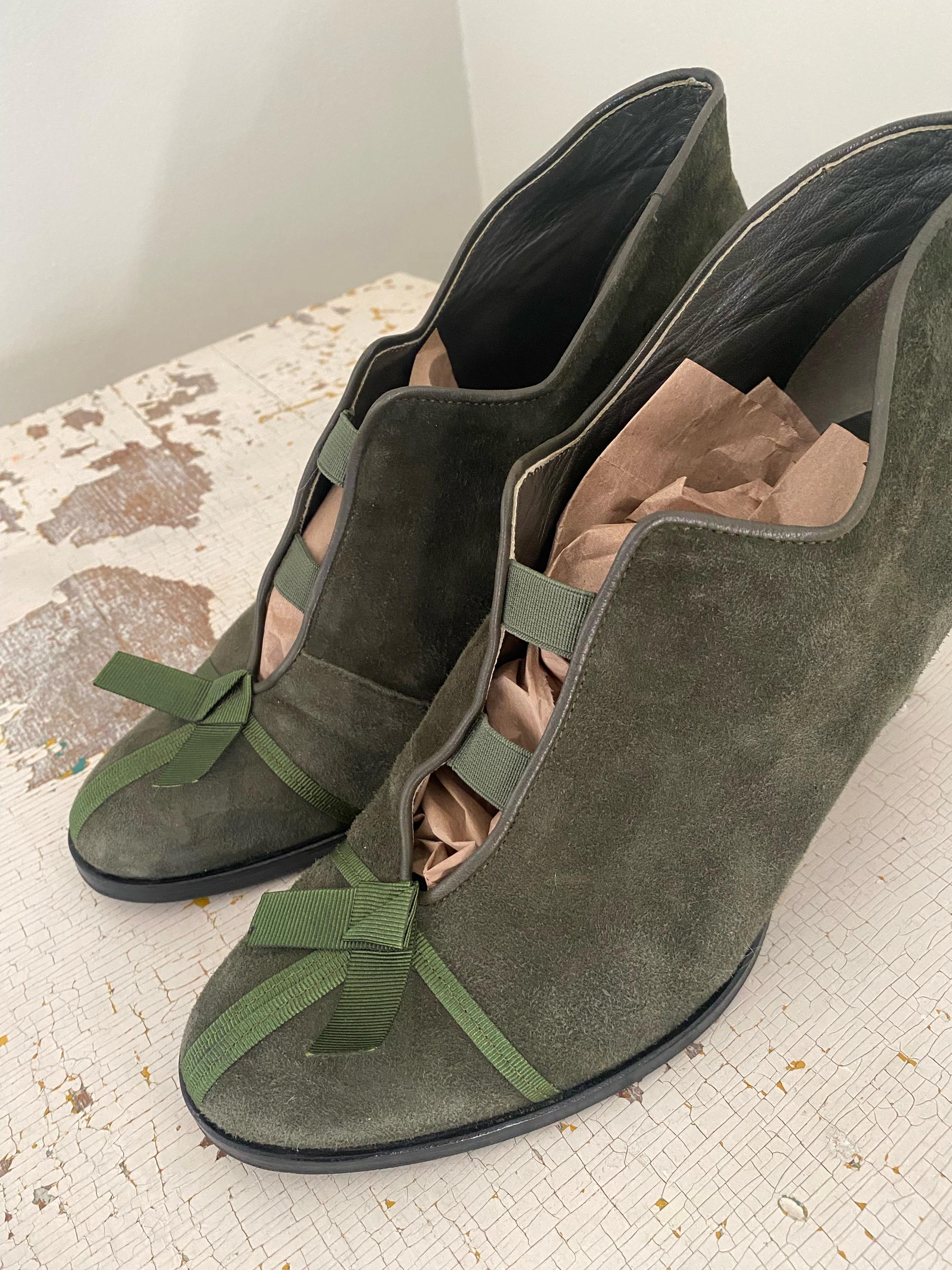 FOWT Olive Green Men Fashion Round Toe Block Low Heel Stretchy Ankle Boots This Fall main image 2