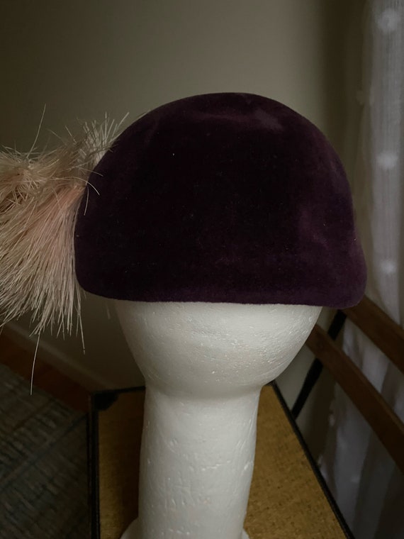 Joseph's Inc. Purple Pillbox Hat with Ostrich Fea… - image 7
