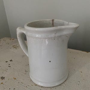 Homer Laughlin White Ironstone Hall Boy Pitcher, Over 100 Years Old, Rare Find