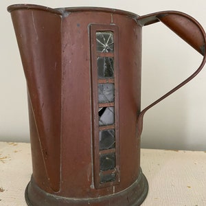 18th Century Copper and Glass Measuring Vessel with Offset Spout/Handle