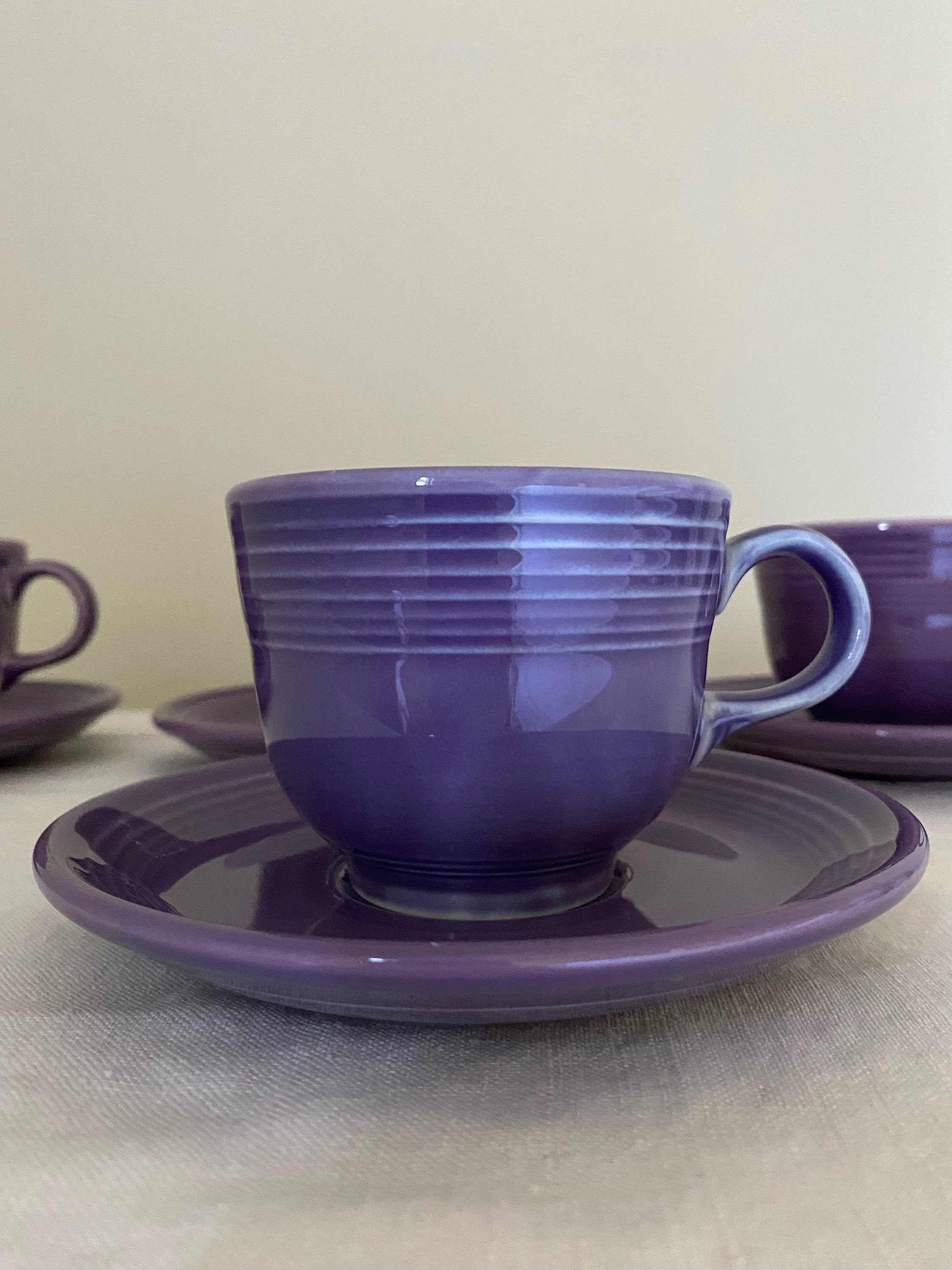 Set of Four Homer Laughlin Lilac Fiestaware Teacups and Saucers Discontinued Color Never Used Mint Condition Etsy