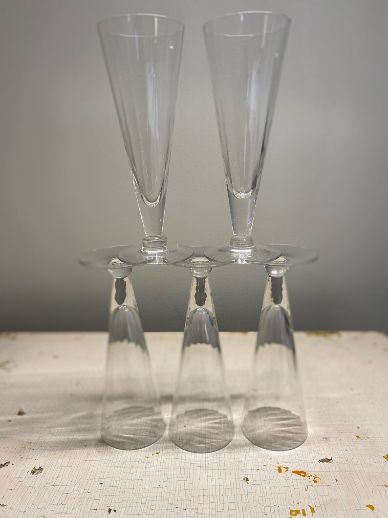 Five Exquisite Vintage Champagne Flutes Etsy