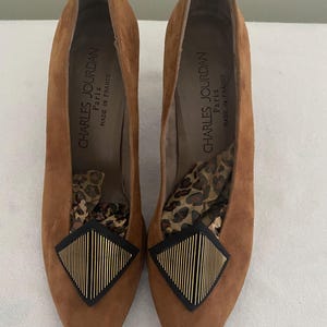 Charles Jourdan Vintage Medium Brown Suede Pumps, Size 7 1/2&quot; Medium