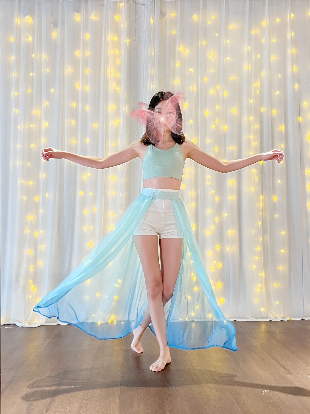 Detachable Dance / Pole Dance Skirt ana Light Blue Medium Blue