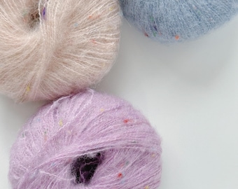 Soft Mohair Blend Yarn – 25g / 115m – Dreamy Pastel Fluffy Mohair/Perfect for sensitive skin