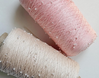 Beaded Cotton Yarn, Pearl Fancy Yarn, Soft Summer Knitting Yarn, Crochet Yarn, 350g / 1750 Yards