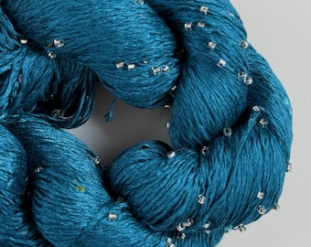 Hand Dyed Beaded Yarn with Sequins | Luxury Gradient Silk Blend for Knitting & Crochet/100gr/330m