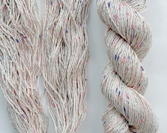 Cotton Tweed Yarn – Soft Summer Knitting Yarn with Colorful Flecks, 100gr/300m