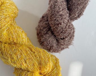 Golden yellow boucle mohair 100gr/380m,boucle soft yarn, Loop yarn/DIY/hand dyed yarn/gift for crafters