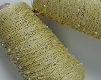 Cotton yarn with pearls,light yarn with beads, 335gr/1600m,Art/DIY ,Extremely smooth/ knitting supplies