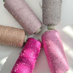 Fil de coton perlé, fil léger avec perles, loisirs créatifs, extrêmement doux, fournitures de tricot, 250 g / 1200 m