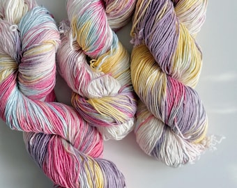 Hand Dyed Cotton Silk Yarn, 100g 350m – Fingering Weight – Silky Smooth Yarn for Shawls & Summer Tops