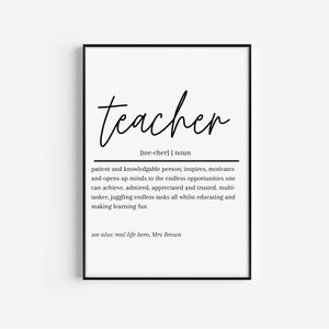 Personalised Teacher Definition Print | Printable Wall Art Print | Teacher Gift | Digital Download