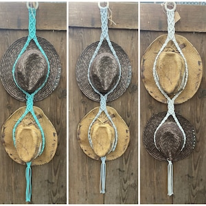 Double Diamond | Macrame Hat Hanger | Cowboy Hat Hanger | Macrame Wall Hanging | Wall Decor | Boho Home Decor | Eclectic | Hat Organizer