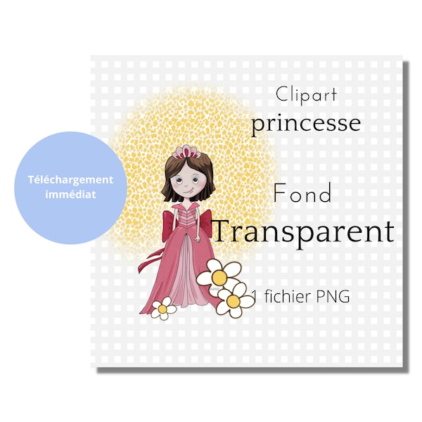 Dessin de Princesse rose - Clipart à télécharger, Décoration Chambre de Fille, Logo pour Affiche Murale chambre enfant - Illustration HD