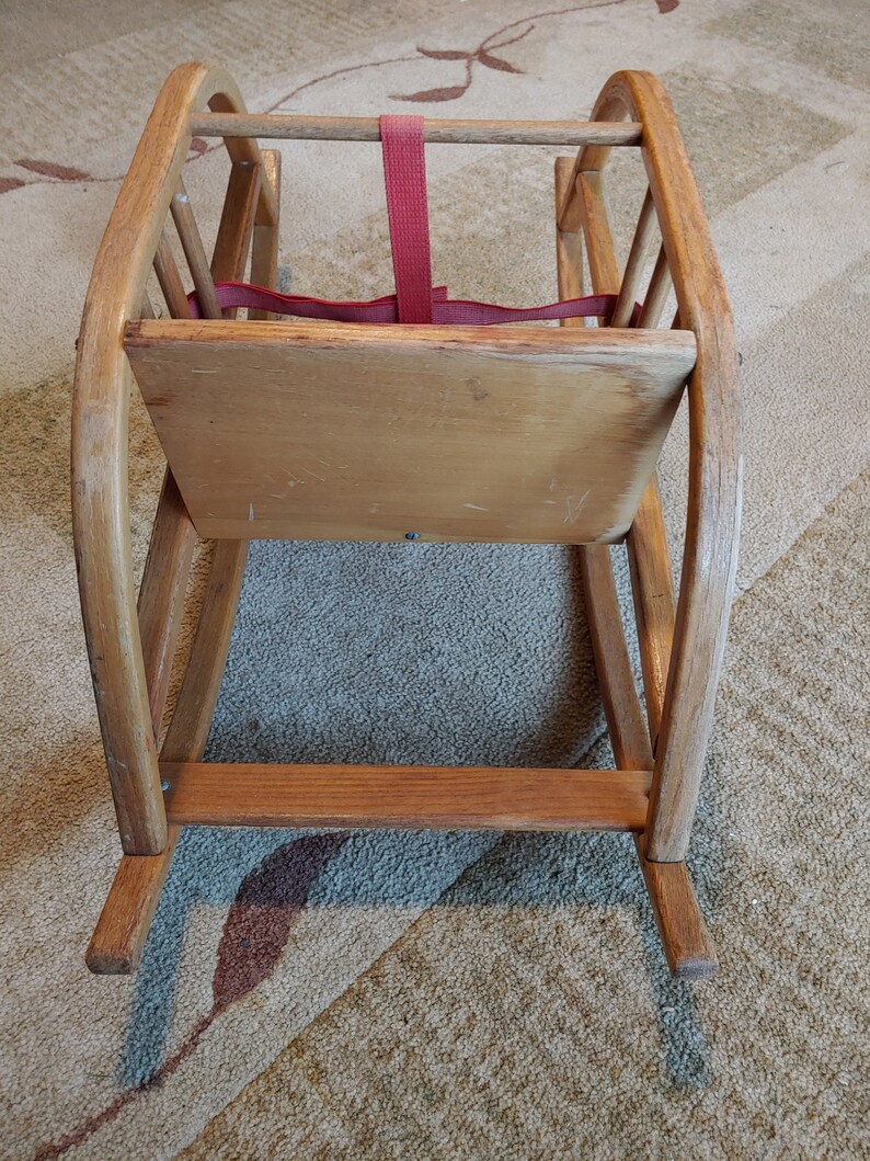 Antique Baby Rocker, Oak Bentwood Baby Rocking Seat by Delphos Bending