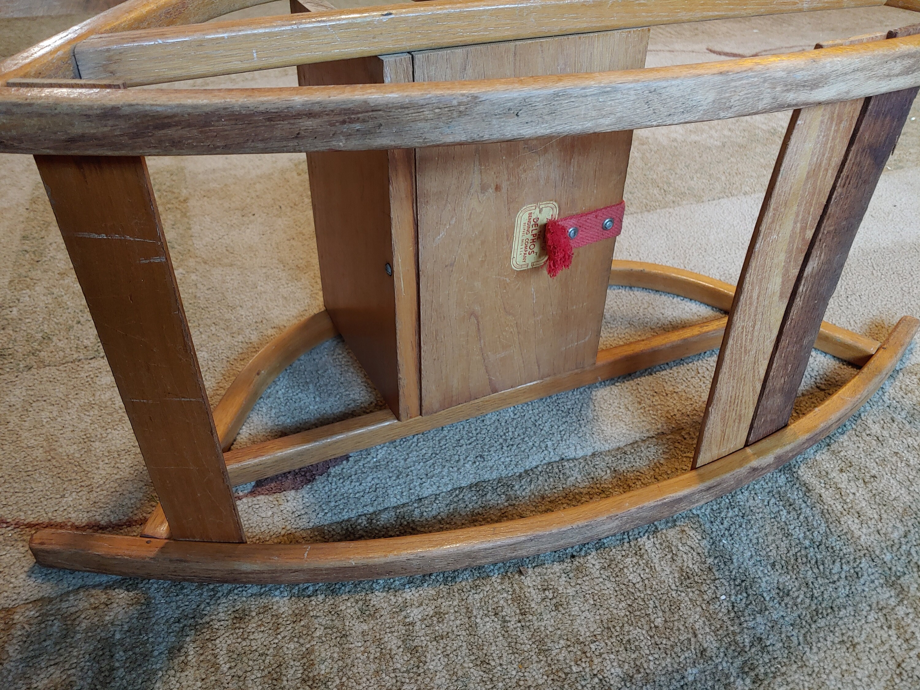 Antique Baby Rocker, Oak Bentwood Baby Rocking Seat by Delphos Bending ...