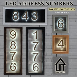 3 Digit - Brushed Gold - Illuminated LED House Numbers - Completely Waterproof - Add Curb Appeal - Quick Shipping