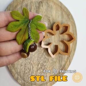 Kastanj, kastanjeblad. Polymerlera utstickare. Botaniskt smyckesverktyg. Digital STL-fil. 3 storlekar