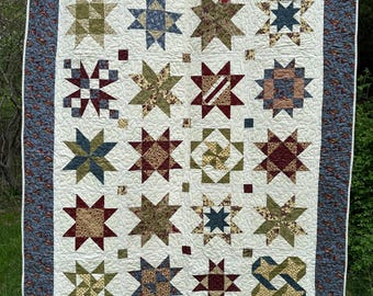Handgemachte Star Quilt, Vintage Patchwork Baumwolle, rustikale Bauernhaus Bettwäsche