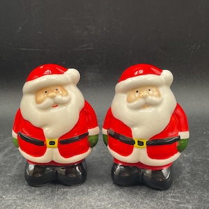 Happy Jolly Santa Clauses Salt and Pepper Shakers Vintage