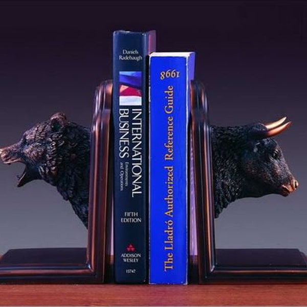 9" Wall Street Bull and Bear Bookends - Bull & Bear Gifts - Stock Market Gifts