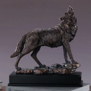 13&quot; Large Howling Wolf Statue - Stunning Bronze Finished Sculpture