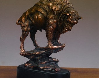 10.5" Buffalo Statue - Stunning Bronze Finished Sculpture