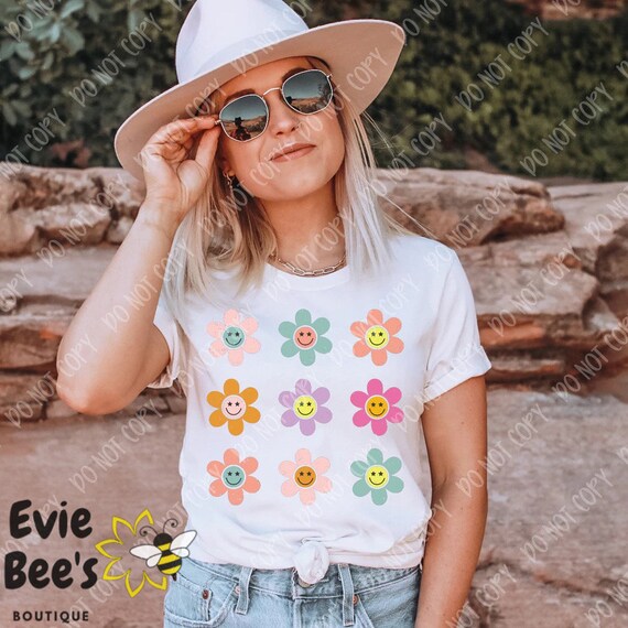 Daisy Column Shirt Daisy Smiley Face 