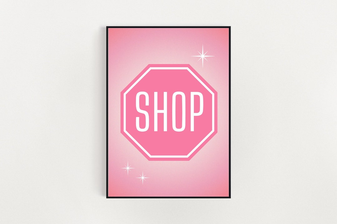 SHOP Sign | Boutique Decor Girly Style Wall Art | Pink Decor | Bimbo ...