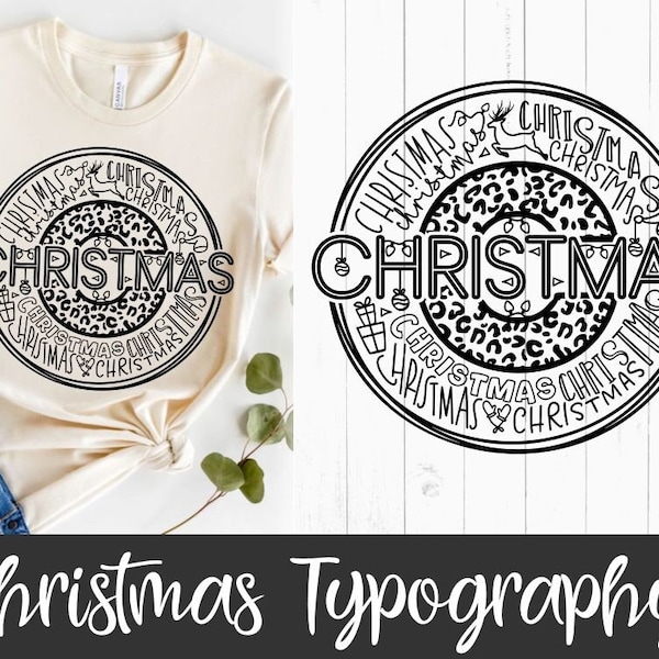 Christmas Typography Svg, Christmas svg, merry christmas svg, Typography Shirt, Svg Dxf Eps Png Files for Cutting Machines Cameo Cricut, svg