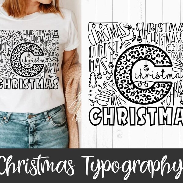 Christmas Typography Svg, Christmas svg, merry christmas svg, Typography Shirt, Svg Dxf Eps Png Files for Cutting Machines Cameo Cricut, svg