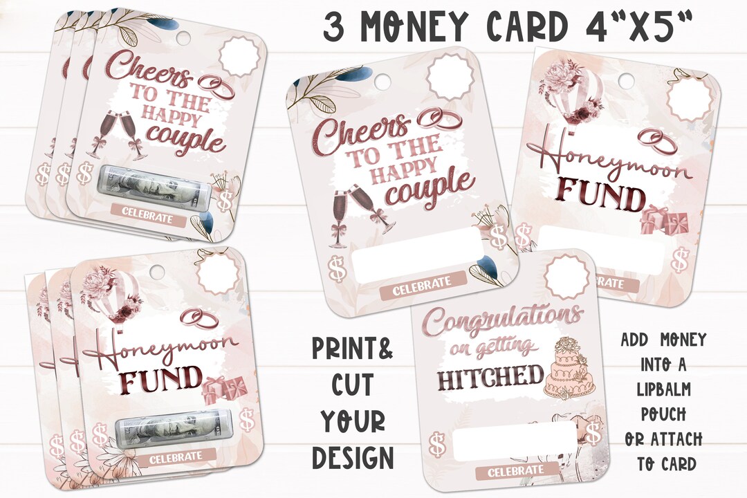 Printable Wedding Money Card Holder, Money Card Bundle, Print Then Cut ...
