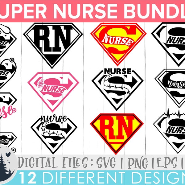 Super Nurse Bundle Svg,Super Hero Nurses Svg,Registered Nurse Clipart,Nurse Svg, Svg files for Silhouette and Cricut,lnstant Download