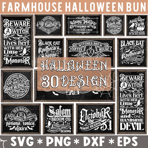 Farmhouse Halloween Bundle SVG, Old Halloween Signs svg, Vintage Halloween SVG Bundle 19 designs,Western Halloween Sublimation,Halloween Svg