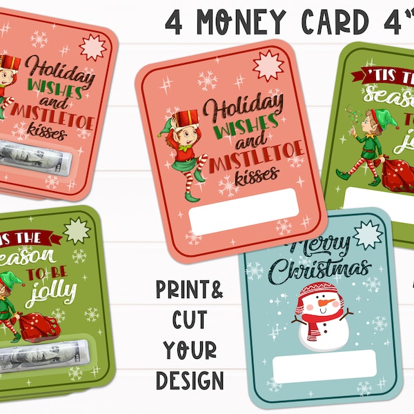 Christmas Money Card PNG, Christmas Cash Gift Card Holders, Printable Christmas Money Cards, Cash Money Card Holders - PNG Files, Cute