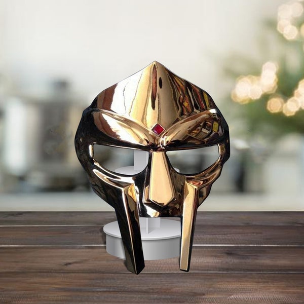 MF Doom Mask Gladiator Mad-villain 18G Steel Brass Face Armor Medieval Handmade Golden Finish