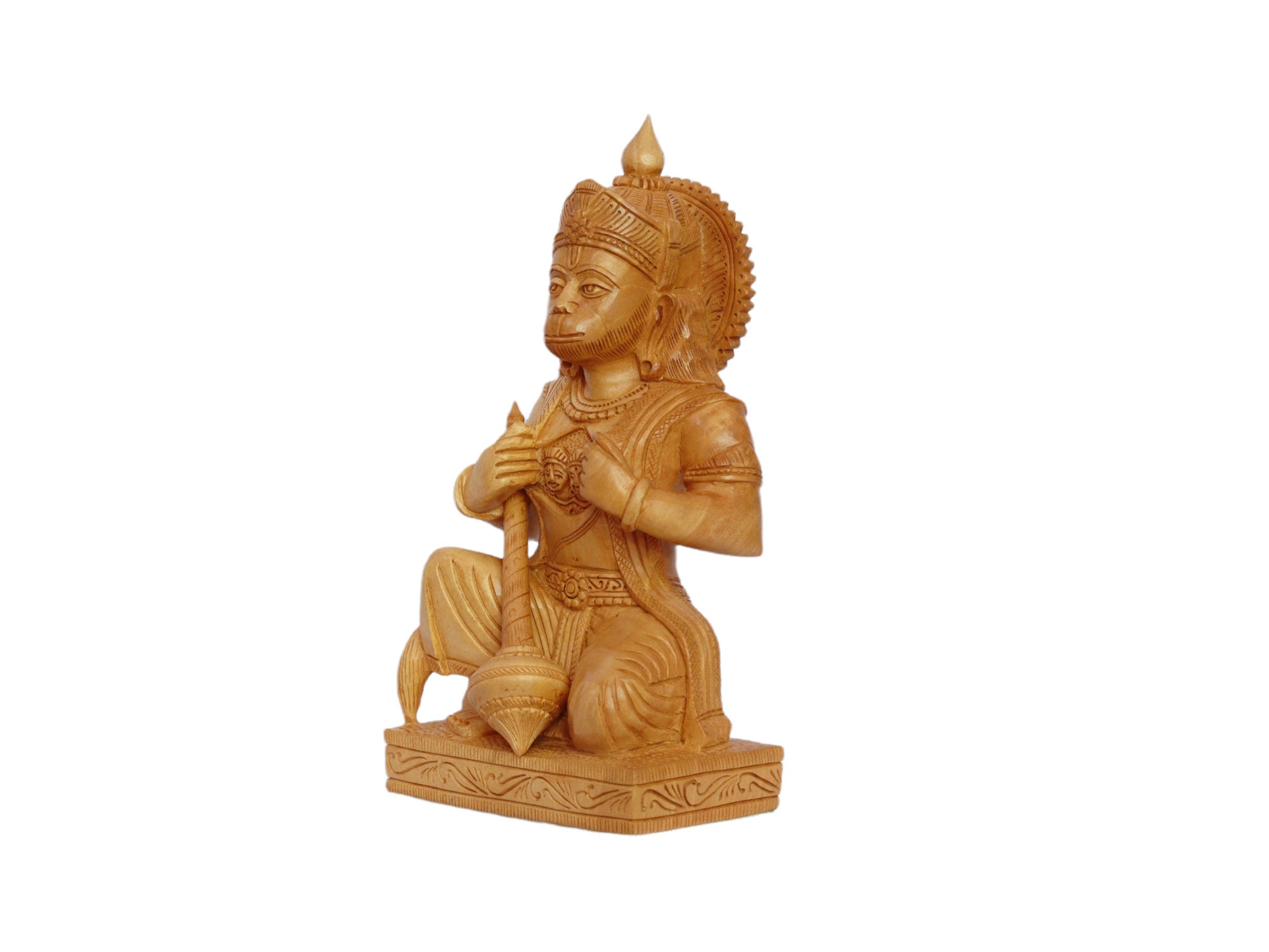 Wooden Hanuman Statue Sitting With Lord Ram Figurine Showpiece Etsy