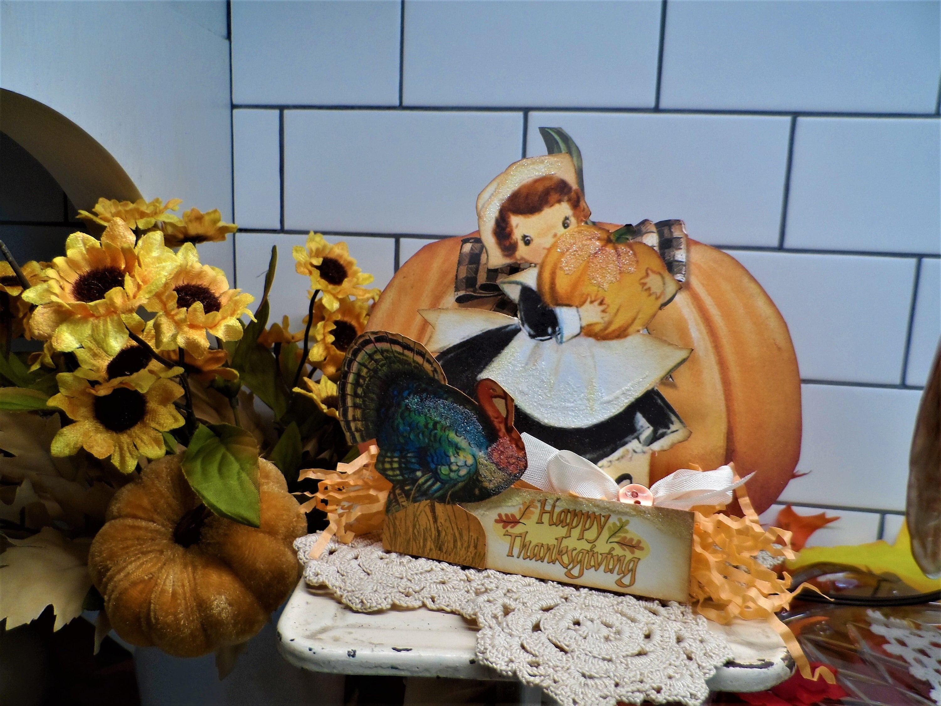 Vintage Style Thanksgiving Pilgrim Assemblage Decoration Etsy