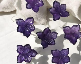 Amethyst geschnitzte Blume, natürlicher Edelstein, Charm Schmuck (20 mm)