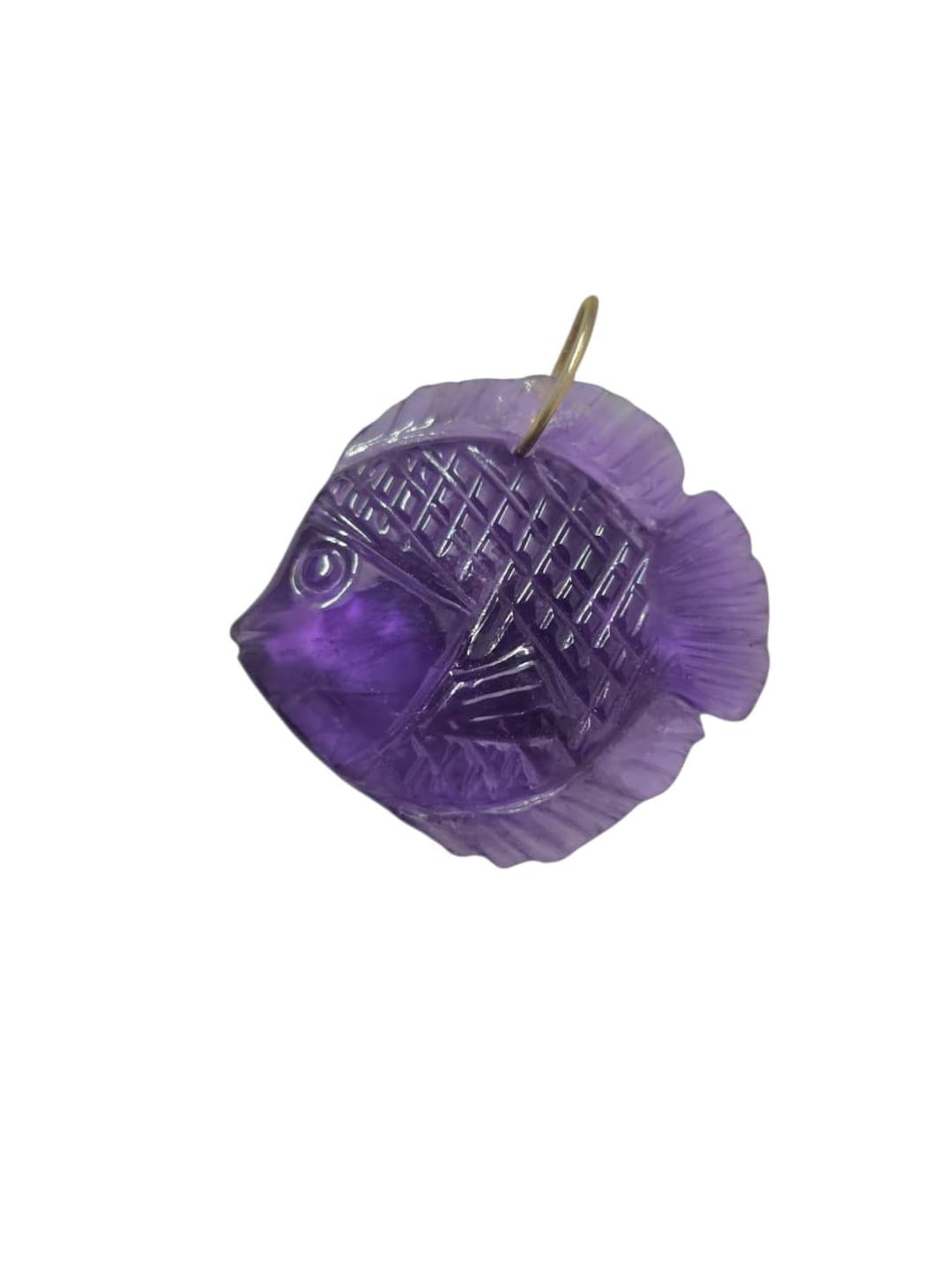 Hand Carved Amethyst Fish, Polished Gemstone Charm (30x28 Mm) - Etsy