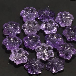 Natural Purple Amethyst Flower: Hand Carved Gemstone, 18mm