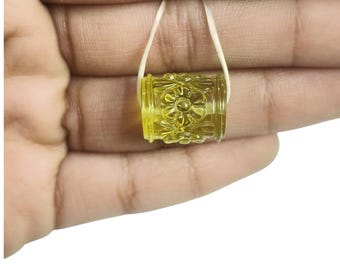 Perle tubulaire en forme de fleur de quartz citron sculptée : fourniture de bijoux floraux (15 x 13 mm)