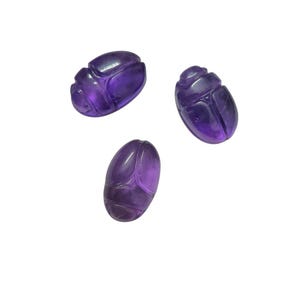 Amethyst Scarab Beetle Bead: Hand Carved Gemstone (14x10mm)