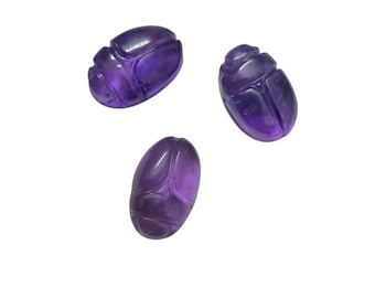 Amethyst Scarab Beetle Bead: Hand Carved Gemstone (14x10mm)