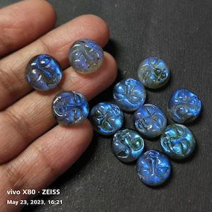 100% Natural Labradorite blue flashy gemstone, Face Cabochon,moon Face, Carving Gemstone,  Hand carved face shaped, 12 MM size face.
